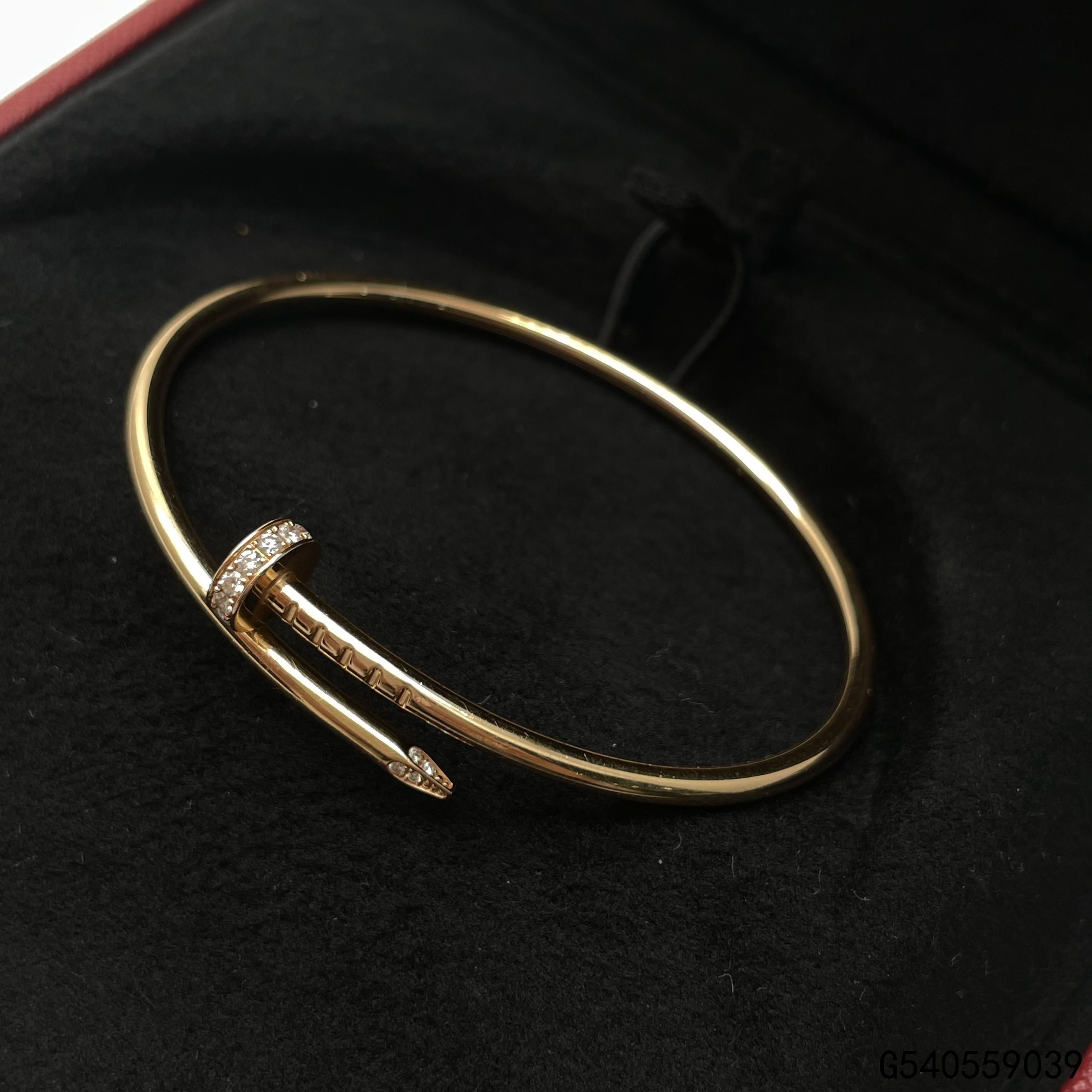 【二手9新】卡地亚juste un clou 18k玫瑰金小号首位钻石钉子手镯