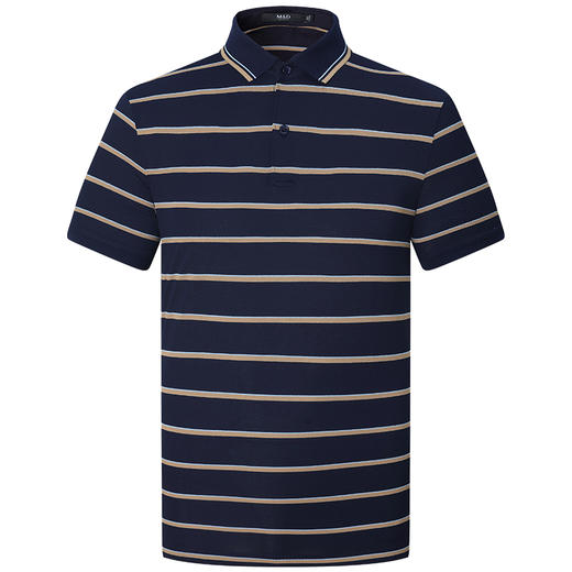 M＆D/名盾POLO衫男秋季新款条纹撞色桑蚕丝真丝男装翻领T恤 商品图4