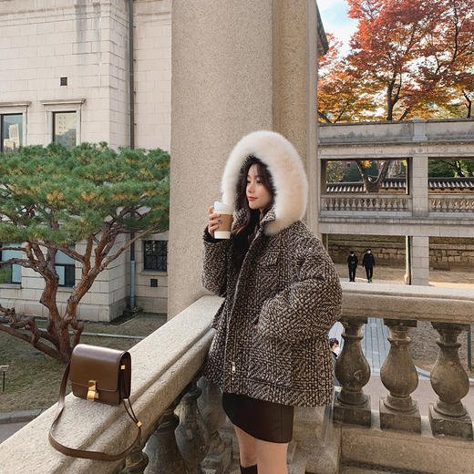 【金蘑菇菇 布拉格广场系列】小个子天选!可爱耐看千鸟格大衣外套 商品图4