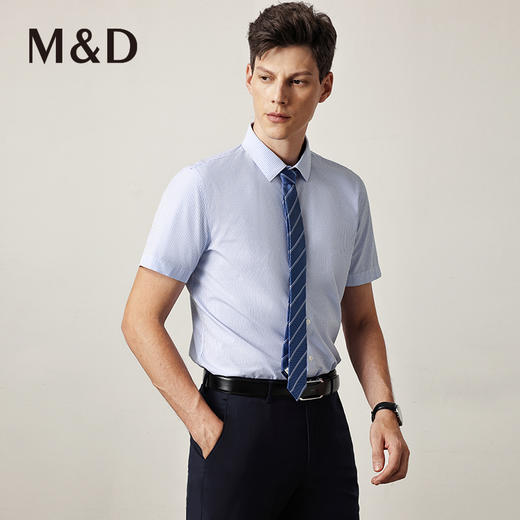 MD名盾商务休闲男士衬衫DP短袖薄款棉百搭衬衣免烫职业上装夏 商品图1