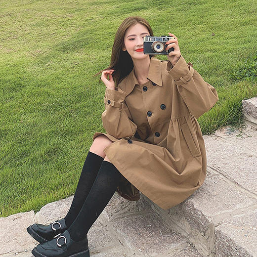 【孕前孕后同样光彩照人】秋冬季韩系孕妇装风衣外套百搭双排扣大码孕期产前产后时尚减龄外套 商品图3