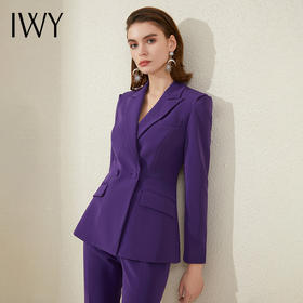 IWY/复古紫色西装套裤女秋新款时尚职业装套装白领上班通勤装气质西服	213201C1+P3