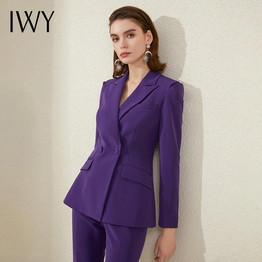 IWY/复古紫色西装套裤女秋新款时尚职业装套装白领上班通勤装气质西服	213201C1+P3 商品图0