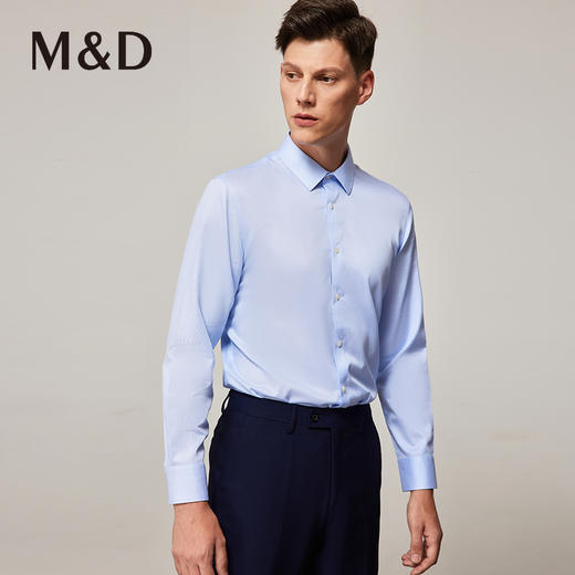 MD名盾长袖衬衫秋季纯棉DP成衣免烫提花正装男士衬衣 商品图1
