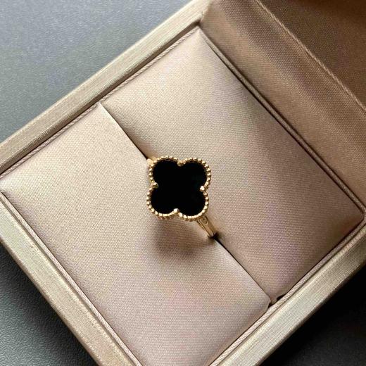 高冰种厚庄墨翠四叶草戒指18k黄金镶嵌 商品图3