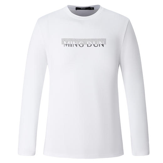 MD名盾长袖T恤衫纯棉男士春季新款纯色立体烫金针织圆领 商品图4
