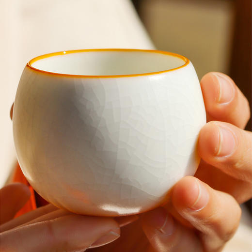 元本道汝窑主人杯开片可养象牙白功夫小茶杯单杯 商品图5