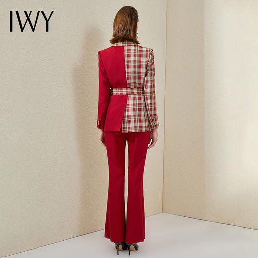 IWY/高端红色格纹阔腿裤职业装秋季长袖新款宴会主持上镜总裁西装套装	213184C1+P3 商品图3
