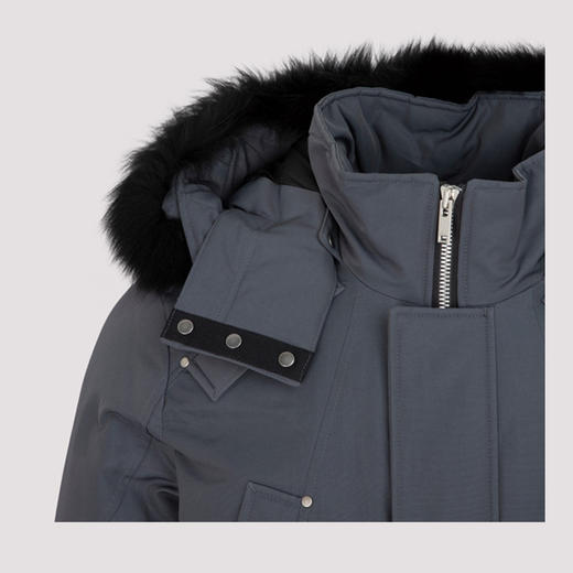 MOOSE KNUCKLES 男士金属驼鹿指关节徽标绗缝连帽羽绒服 深灰色 M31MP221 141 商品图1