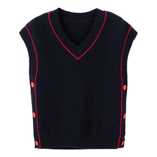 【童装无袖针织马甲】羊绒世家秋冬新品童装100%羊绒背心时尚撞色百搭马甲 商品图10
