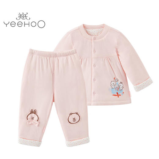 英氏女宝宝夹棉保暖家居服上衣裤子套装YZJDJ31003A YZJHJ31010A 商品图0