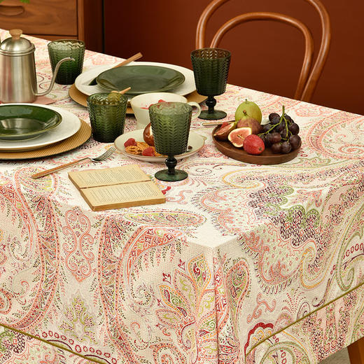 红色苏格拉底简约欧式佩斯利餐厅桌布 商品图1