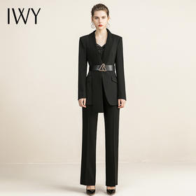 IWY/气质黑色西装套装女秋冬时尚职业正装气质女神范高端修身OL工作服	213155C1+P6