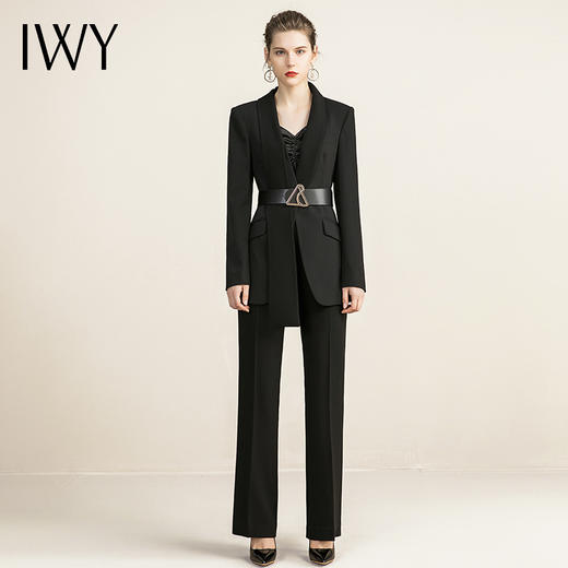 IWY/气质黑色西装套装女秋冬时尚职业正装气质女神范高端修身OL工作服	213155C1+P6 商品图0