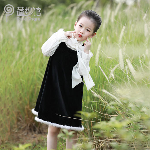 pureshare 女童秋装连衣裙洋气新款中大童套装背心公主裙子-小美好 商品图5