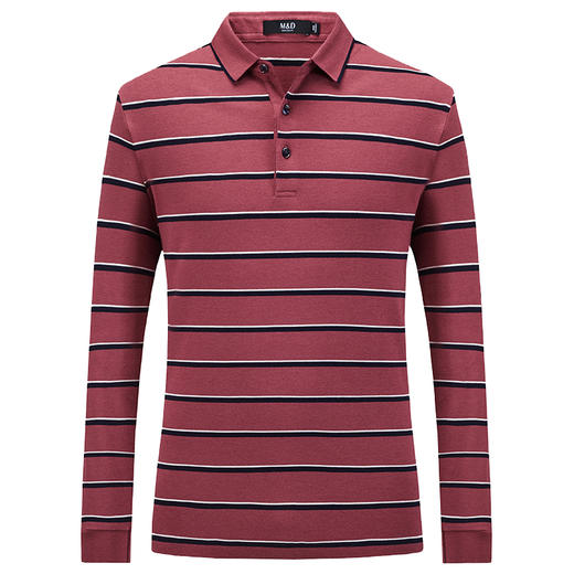 MD名盾春夏新款长袖t恤男士棉质翻领中青年条纹高端polo衫 商品图4