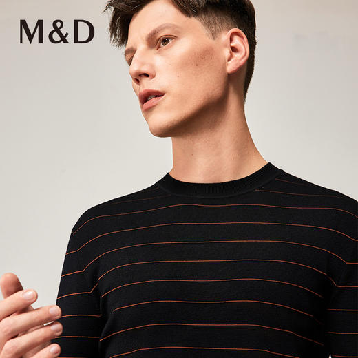MD名盾男装羊毛针织衫商务休闲长袖条纹保暖毛衣男 商品图1