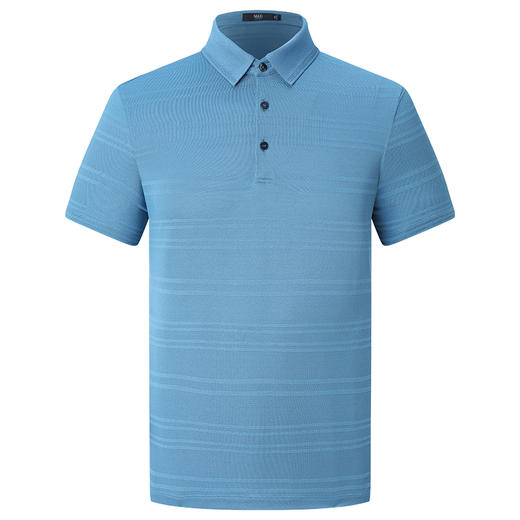 M＆D/名盾POLO衫男秋季新款条纹提花桑蚕丝真丝男装翻领T恤 商品图4