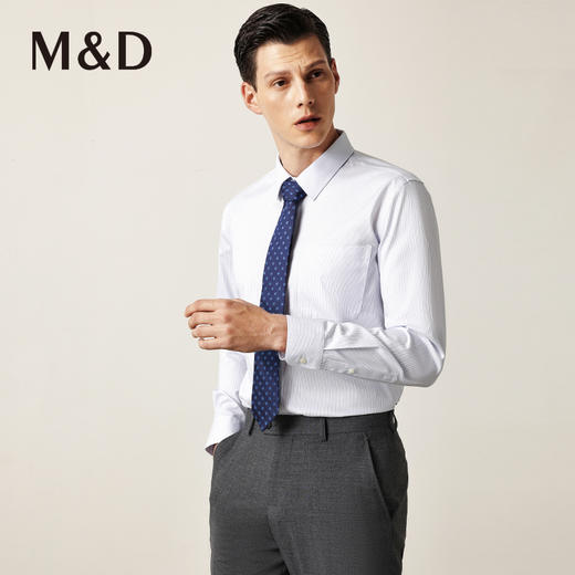 M＆D/名盾DP免烫男士衬衫早秋长袖修身商务休闲职业正装衬衣 商品图2