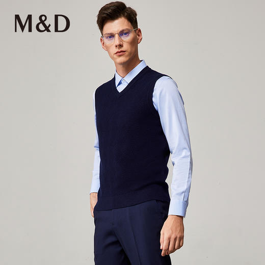 MD名盾纯羊毛衫背心男士v领纯色马甲秋冬新款无袖套头毛衣坎肩 商品图2