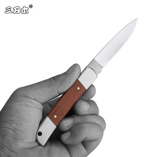 三刃木全钢激光双面木柄花纹随身小刀具装备工具锋利小刀水果刀 商品图2