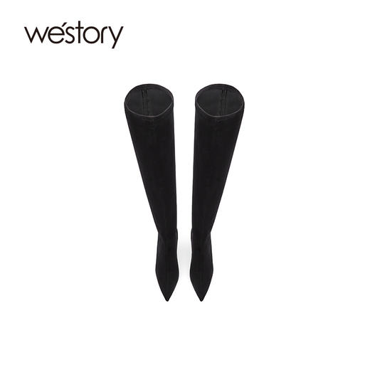 westory2021年秋冬季过膝长靴女新款尖头细高跟欧美靴W21DI80861 商品图3