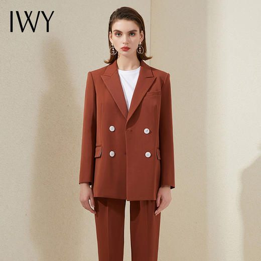 IWY/时尚棕色职业西装女套装气质工装名媛公务员面试正装西服通勤套裤	213189C1+P1 商品图0