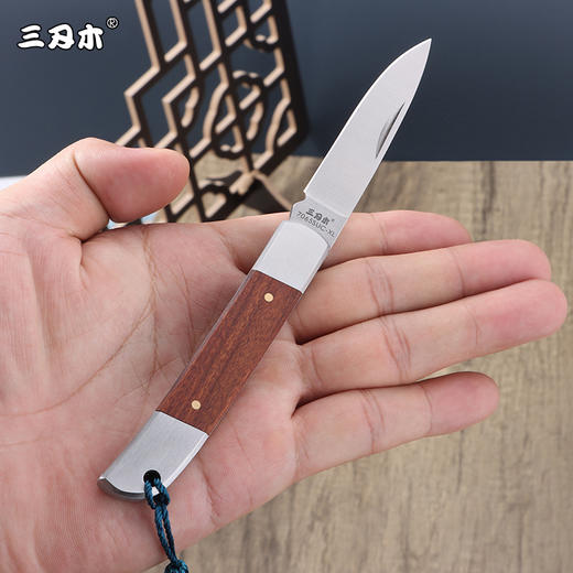 三刃木全钢激光双面木柄花纹随身小刀具装备工具锋利小刀水果刀 商品图4