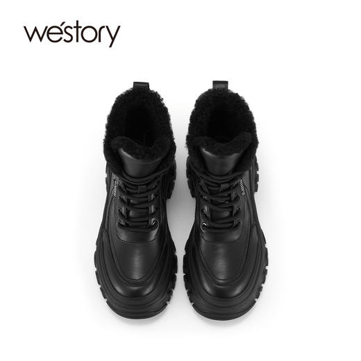 westory2021冬季新款厚底显高马丁靴绒里时尚女短靴S21DS81481 商品图1