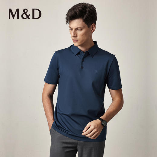 M＆D/名盾男装早秋商务风纯色绣logo翻领短袖经典POLO衫男 商品图1