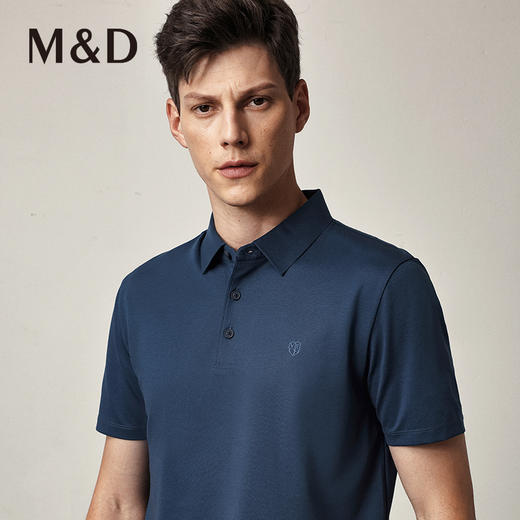M＆D/名盾男装早秋商务风纯色绣logo翻领短袖经典POLO衫男 商品图2