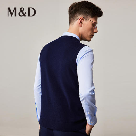 MD名盾纯羊毛衫背心男士v领纯色马甲秋冬新款无袖套头毛衣坎肩 商品图3