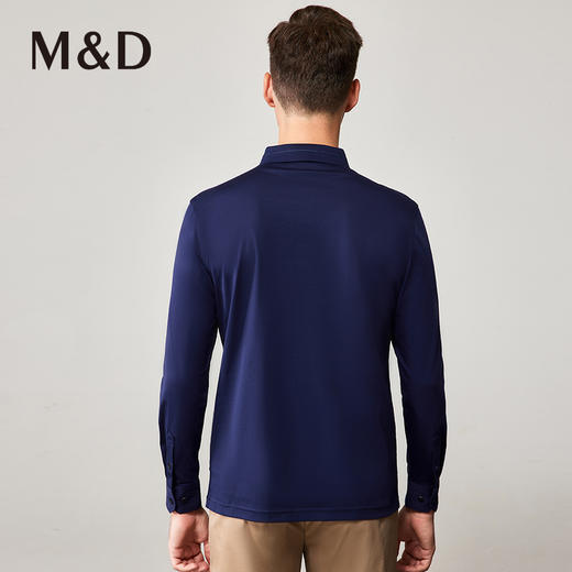 M＆D/名盾秋季新款长袖t恤男士棉质翻领中青年纯色高端polo衫 商品图3