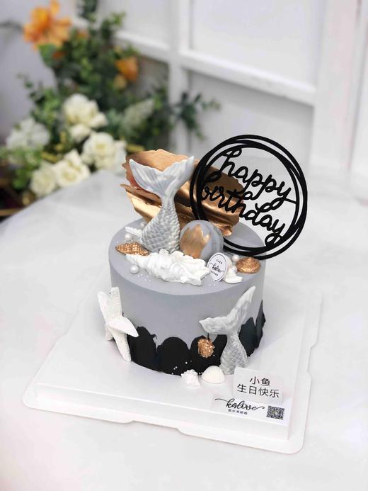 灰色系海洋高级生日蛋糕-如鱼得水 商品图0