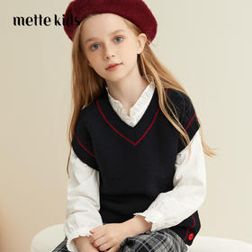 【童装无袖针织马甲】羊绒世家秋冬新品童装100%羊绒背心时尚撞色百搭马甲