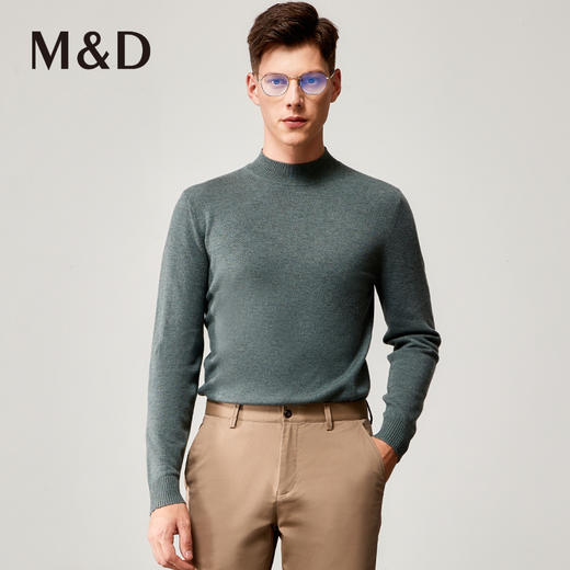 MD名盾纯色羊毛衫男圆领秋冬套头男士毛衣休闲针织衫加厚保暖 商品图1