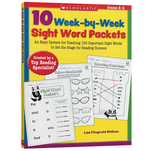 学乐儿童课外英语练习册 英文原版 Scholastic 10 Week-By-Week Sight Word Packets 100个常见词 5-7岁单词拼写 英文版进口书籍 商品图1