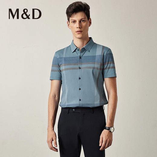 M＆D/名盾短袖衬衫男早秋商务休闲高弹百搭短袖衬衣职业上装 商品图1