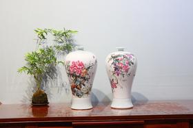 尧娟：粉彩花鸟对瓶【紫气东来，花开富贵】