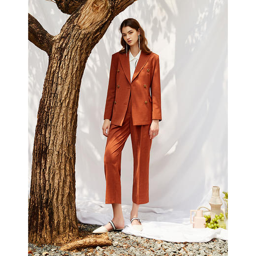 EITIE爱特爱秋季新款气质通勤百搭显瘦高腰休闲西装直筒裤女C2105802 商品图2