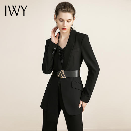 IWY/气质黑色西装套装女秋冬时尚职业正装气质女神范高端修身OL工作服	213155C1+P6 商品图2