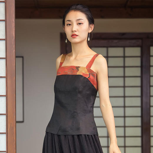 2021新中式新款桑蚕丝香云纱打底抹胸吊带YB0178 商品图1