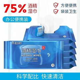 国光75%酒精湿巾纸消毒擦手学生便携随身装10片*10包