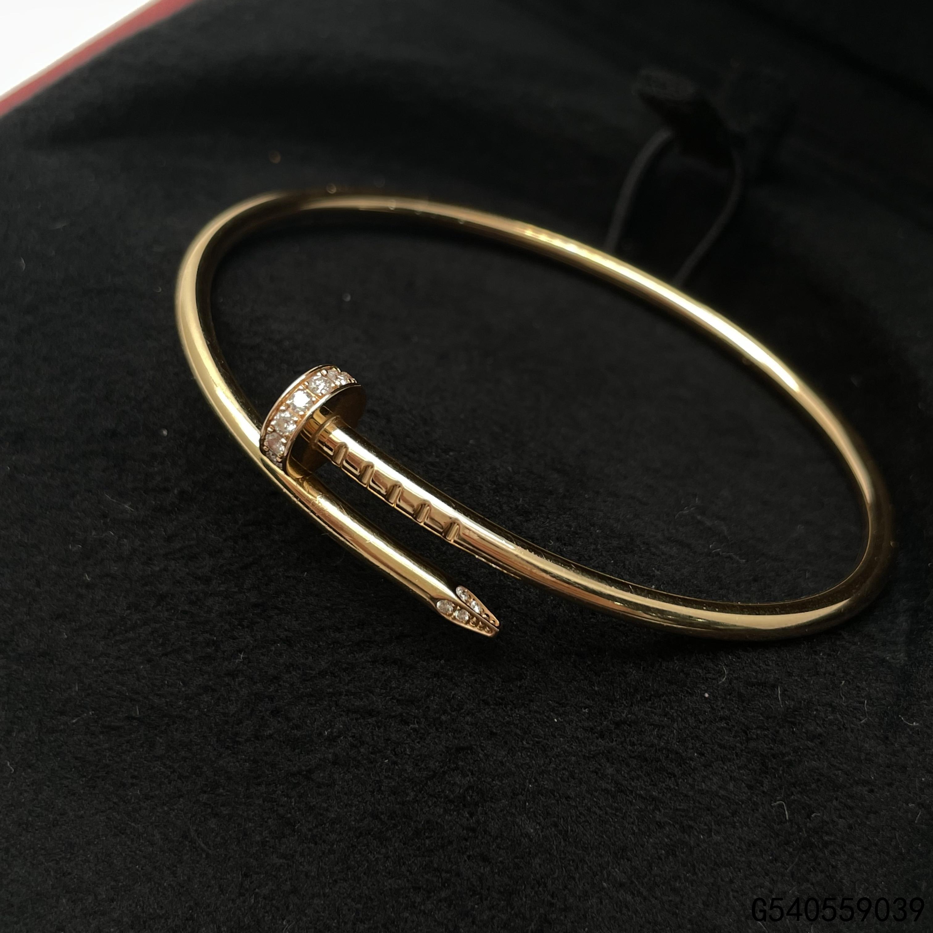 【二手9新】卡地亚juste un clou 18k玫瑰金小号首位钻石钉子手镯