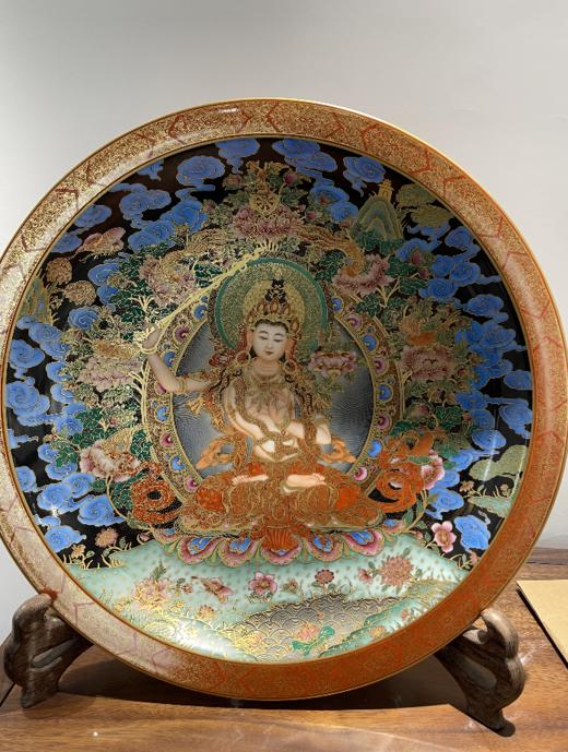 江南平：清乾隆，珐琅彩描金唐卡人物盘 商品图0