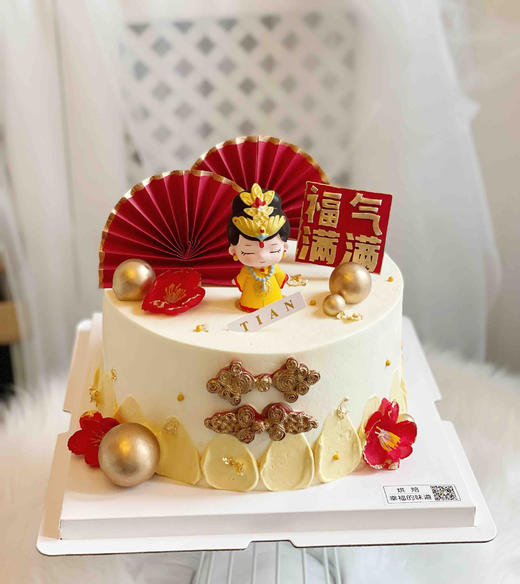 皇后娘娘万福金安，福气满满，复古款主题蛋糕，适合年轻时尚美女妈妈们哦母后吉祥，千岁千岁千千岁的长寿祝福，寿星可用 商品图5