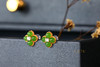 18K玫瑰金和田玉（碧玉）镶钻耳钉--四叶草 /半珠4mm/苹果绿 商品缩略图1