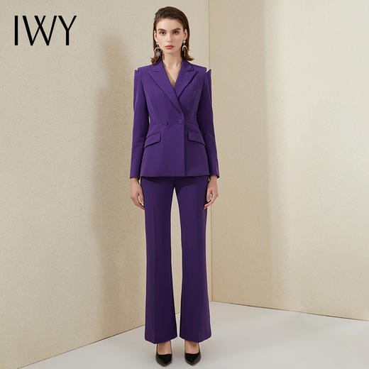 IWY/复古紫色西装套裤女秋新款时尚职业装套装白领上班通勤装气质西服	213201C1+P3 商品图2