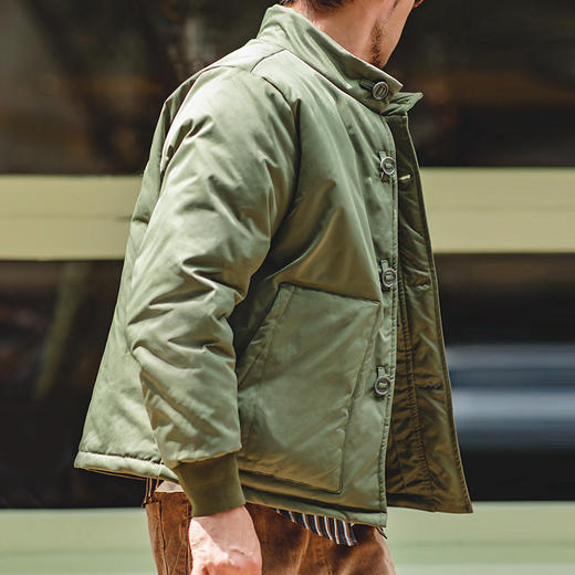 马登工装日系复古立领加厚A1飞行员夹克棉衣单排扣外套男冬 商品图3