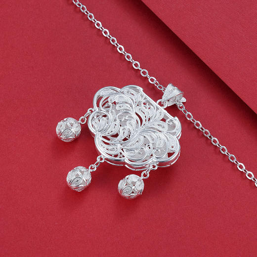 子佩集S990银【火凤元宝锁】吊坠【YXYLDZ044】（不含链）花丝锁2110 商品图5